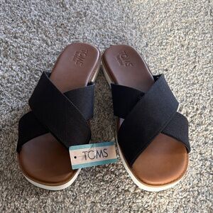 TOMS Women's Black Canvas Sandals